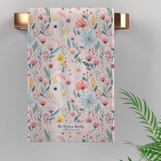 Nom de famille moderne rose pastel floral personna