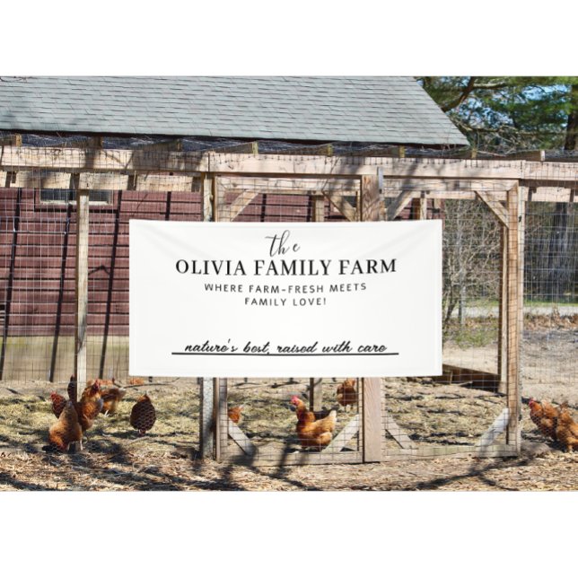 Nom de famille personnalisé avec bannière de ligne (Modern custom egg dealer family farm name banner)