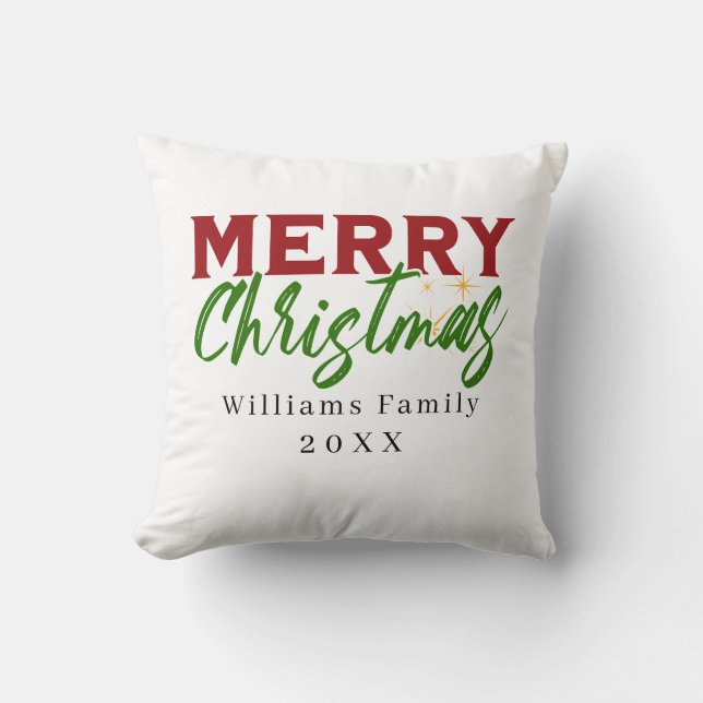 Nom de famille personnalisé Coussin de Noël (Recto)