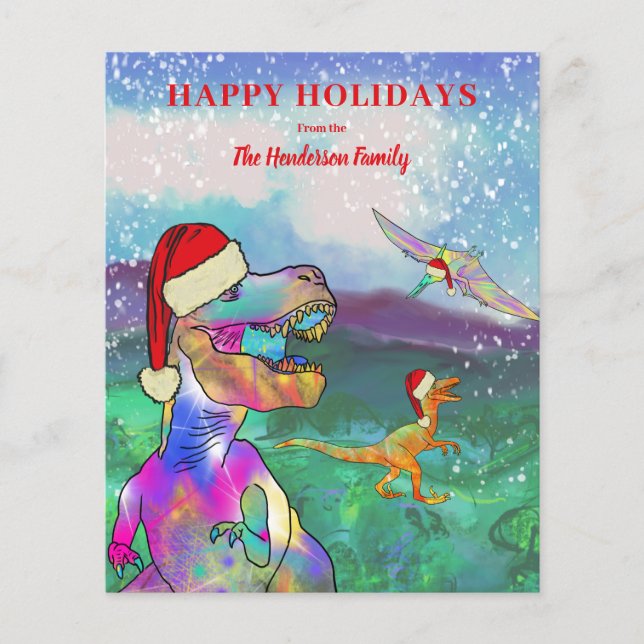 Nom de famille personnalisé Enfants Dinosaure Noël (Devant)