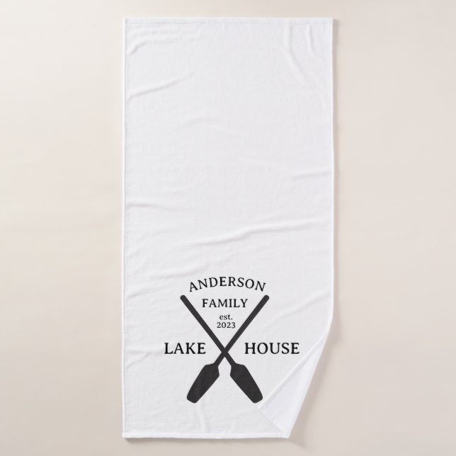 Nom de famille personnalisé Lake House (Serviette de bain)