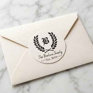 Nom de famille personnalisé Monogramme Stickers ro