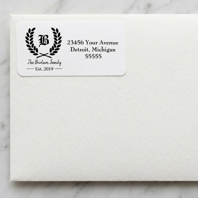 Nom de famille personnalisé Monogrammes Étiquettes (Family Name Monogram Address Labels)