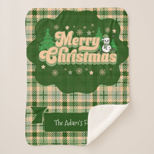 Nom de famille personnalisé Retro Noël Plaid (Devant)