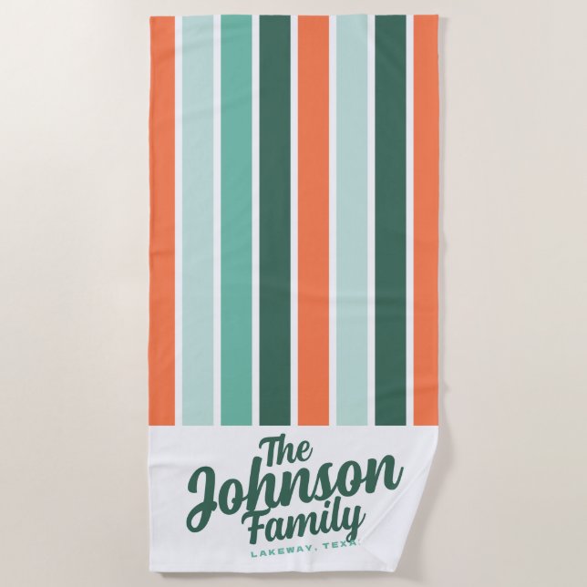 Nom de famille personnalisé Serviette de plage - b (Devant)
