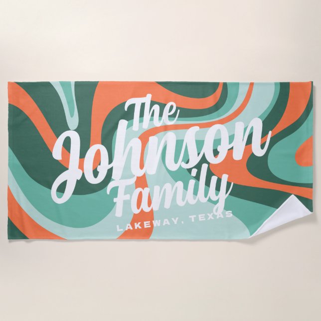 Nom De Famille Personnalisé Serviette De Plage - E (Devant)