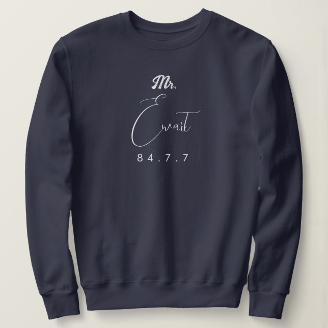 nom de famille sombre avec date et signature sweat (Design devant)