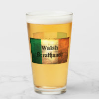 Nom de famille Walsh sur verre drapeau irlandais