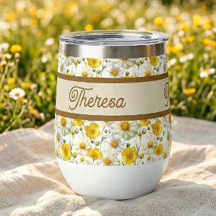 Nom de fleur sauvage à l'aquarelle jaune Thermique