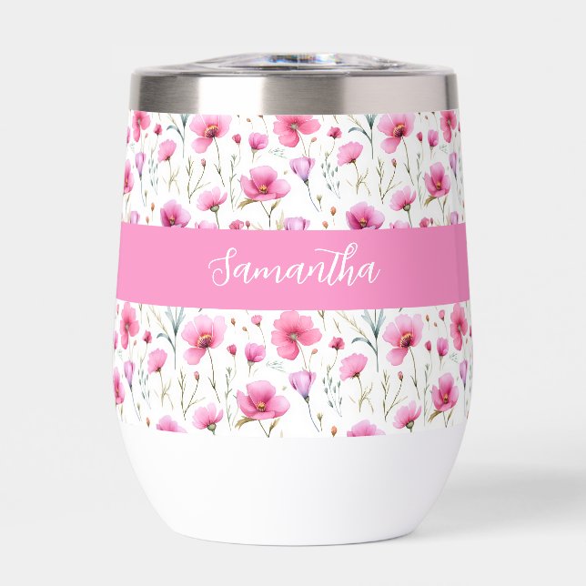 Nom de fleur sauvage aquarelle rose  (Avant)