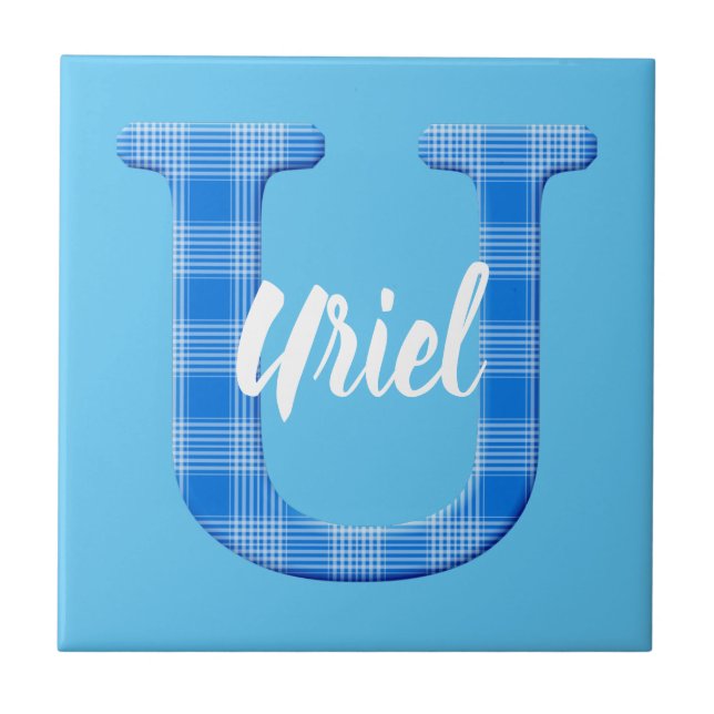 Nom de garçon personnalisé carreau lettre U (Devant)
