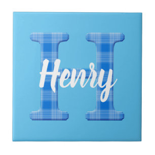 Nom de garçon personnalisé carreaux lettre H
