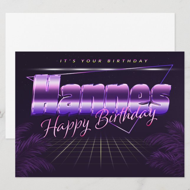 Nom de Hannes Prénom de l'anniversaire de la carte (Devant / Derrière)