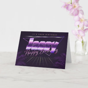 Nom de Jassy Prénom lila retro Carte Anniversaire