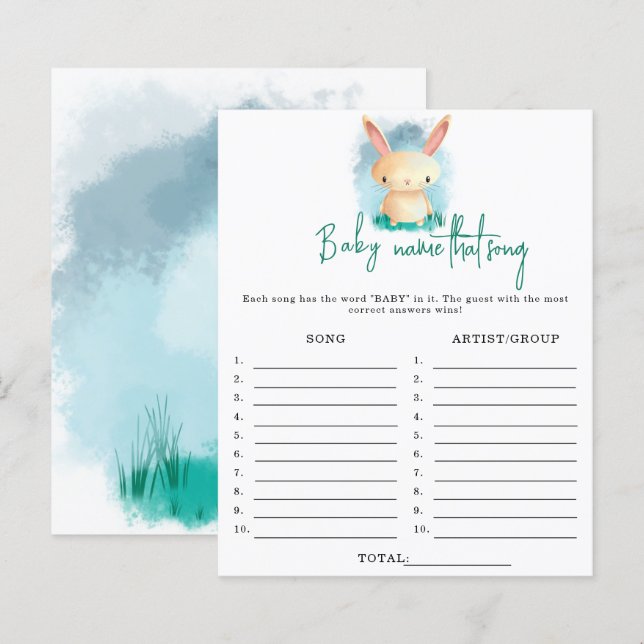 Nom de la chanson de lapin jeu de baby shower (Devant / Derrière)