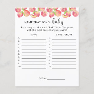 Nom de la chanson \ Peach baby shower jeu