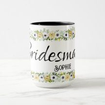 Nom de la fête de mariage Mug floral jaune