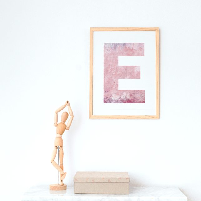 Nom de la fille Lettre E Pink Aquarelle Poster (Créateur téléchargé)