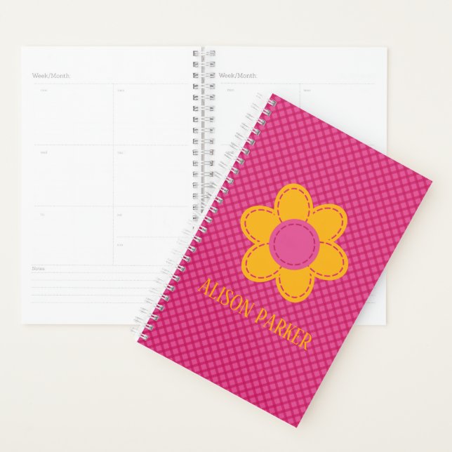 Nom de la fleur jaune mignon en plaid motif rose (Devant avec enveloppe)