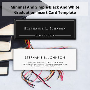 Nom de la graduation Carte I Minimal Simple Black
