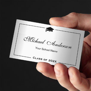Nom de la graduation Carte Namecard Silver Metalli