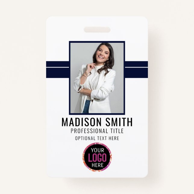 Nom de la photo Badge d'ID employé | Marine White (Devant)