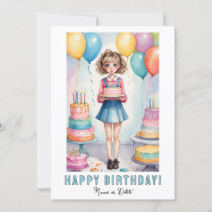 *NOM DE LA PHOTO Carte d'anniversaire Fille Gâteau