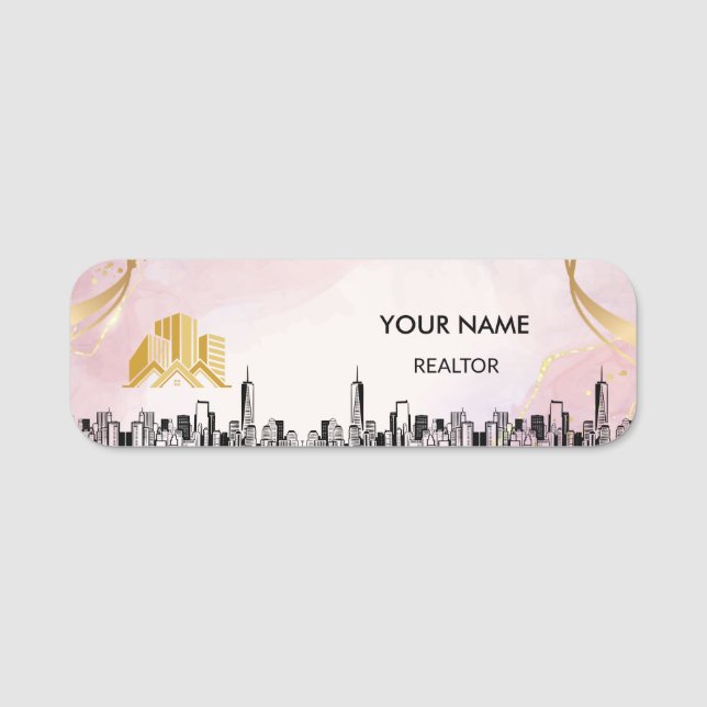 Nom de l'agent immobilier personnalisé Badge de ba (Devant)