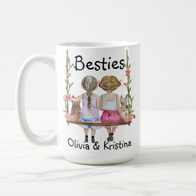 Nom de l'ami personnalisé Mug cadeau Bestie Girls  (Gauche)