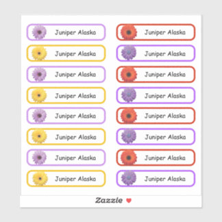 Nom de l'école Autocollants étiquette Fleurs Desig