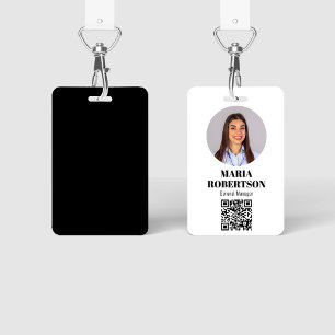 Nom de l'employé Badge minimaliste photo Code QR