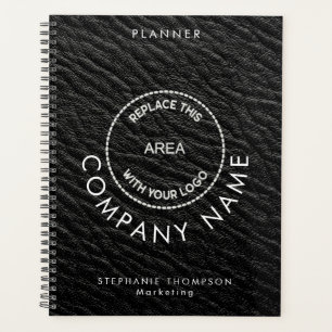Nom de l'employé Logo QR Black Faux Leather