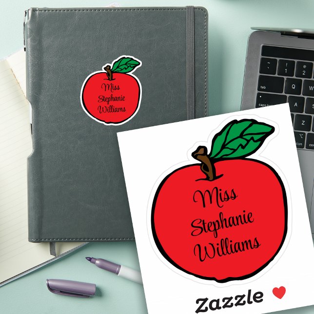 Nom de l'enseignant d'Apple Whimsical Sticker déco (Personalize with an Apple Twist! 🍎✨)
