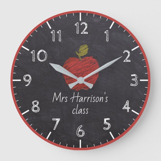 Nom de l'enseignant Faux Chalkboard Horloge de cla (Recto)