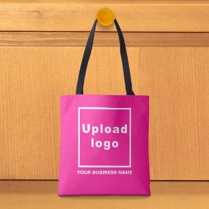 Nom de l'entreprise et logo sur un sac cabas rose