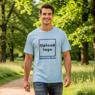 Nom de l'entreprise et logo sur un T-Shirt bleu cl