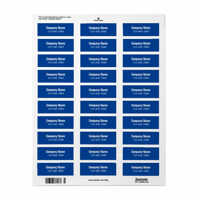 Nom de l'entreprise Étiquette de produit Numéro de (Feuille entière)
