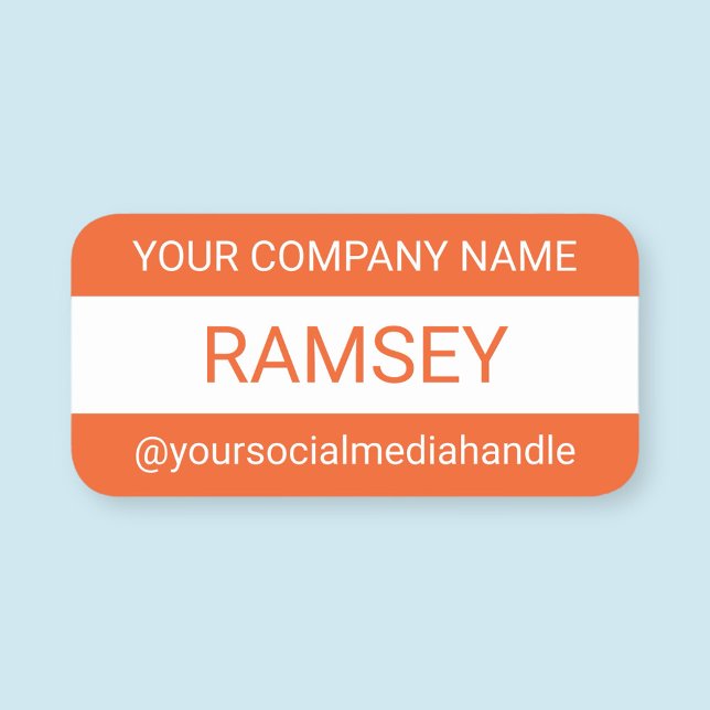 Nom de l'entreprise orange Étiquette ou Arrondi ma (MISOOK Large Rounded Orange Name Tag)