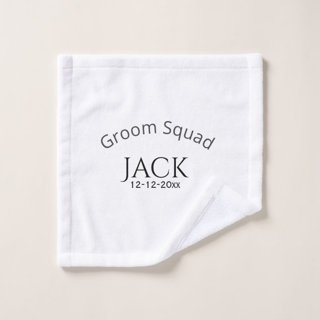 nom de l'équipe du marié date année lettre grasse  (Gant de toilette)