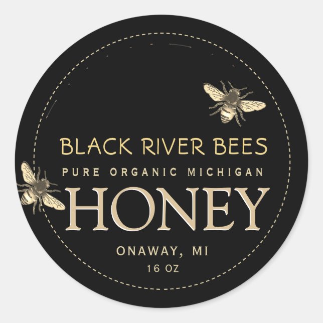 Nom de l'État Miel Étiquette abeilles et peigne de (Devant)