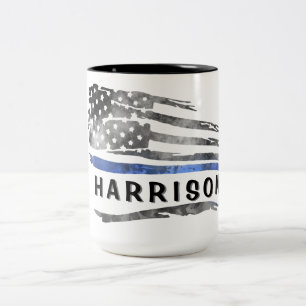 Nom de l'indicateur de ligne mince bleue Mug