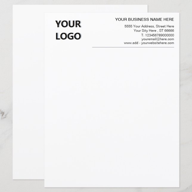 Nom de logo personnalisé Adresse Info Feuille de p (Devant / Derrière)