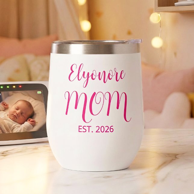 Nom de maman personnalisé Établie Écriture rose  (Créateur téléchargé)