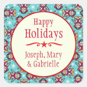 Nom de manchots de Noël sticker cadeau de vacances