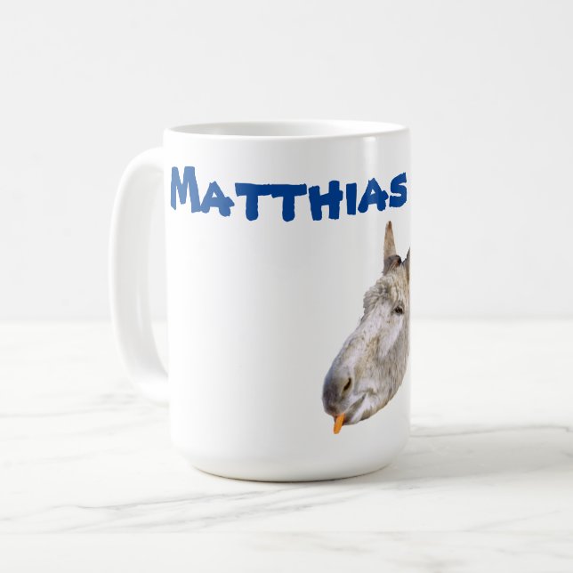 Nom De Matthias Avec Un Âne, Mug De Café (Devant gauche)
