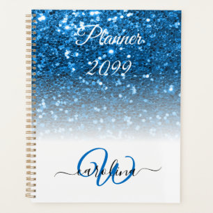 Nom de monogramme de parties scintillant bleu girl
