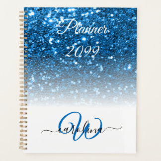 Nom de monogramme de parties scintillant bleu girl