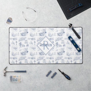 Nom de monogramme élégant Toile bleue de ferme vin