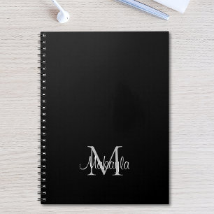 Nom de monogramme personnalisé Carnet noir