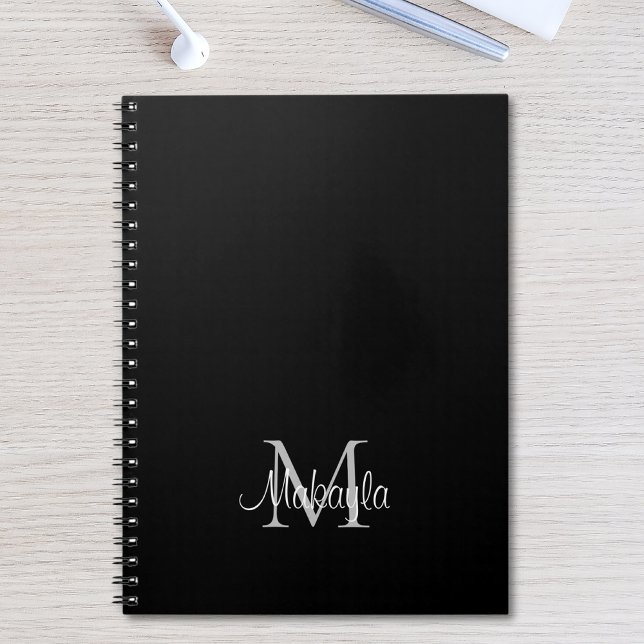 Nom de monogramme personnalisé Carnet noir (Créateur téléchargé)